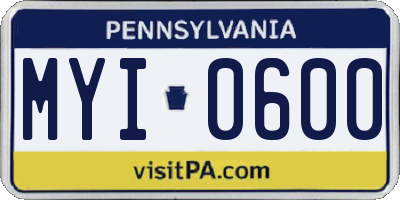 PA license plate MYI0600