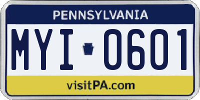 PA license plate MYI0601