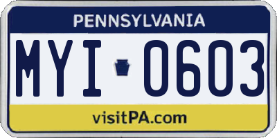 PA license plate MYI0603