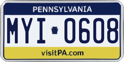 PA license plate MYI0608