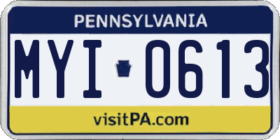 PA license plate MYI0613