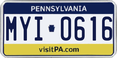 PA license plate MYI0616