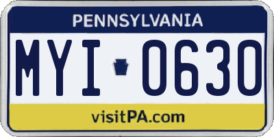 PA license plate MYI0630