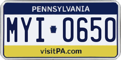 PA license plate MYI0650