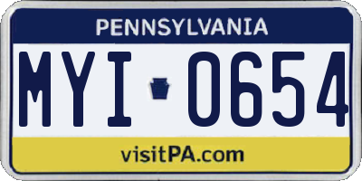 PA license plate MYI0654