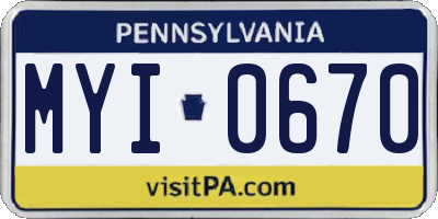 PA license plate MYI0670