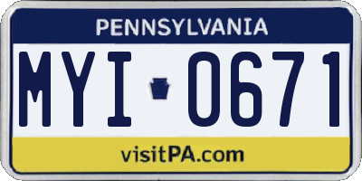 PA license plate MYI0671