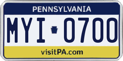 PA license plate MYI0700