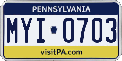 PA license plate MYI0703