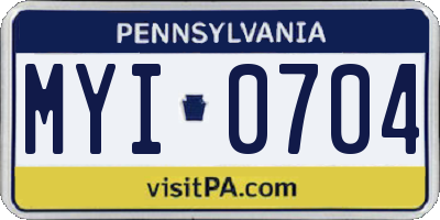 PA license plate MYI0704