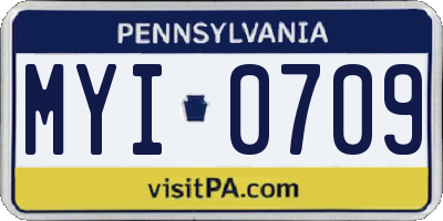 PA license plate MYI0709