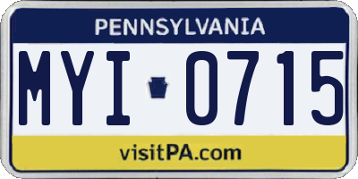 PA license plate MYI0715