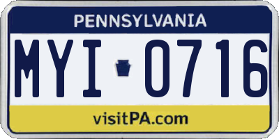 PA license plate MYI0716