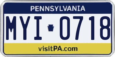 PA license plate MYI0718