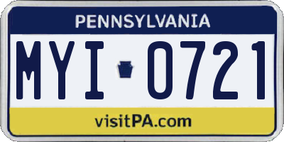 PA license plate MYI0721