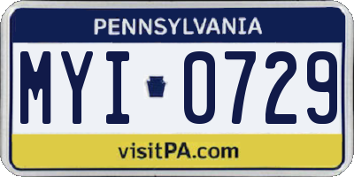 PA license plate MYI0729