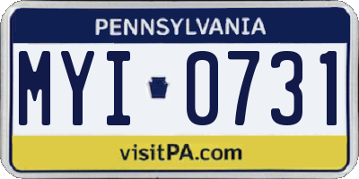 PA license plate MYI0731