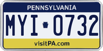 PA license plate MYI0732
