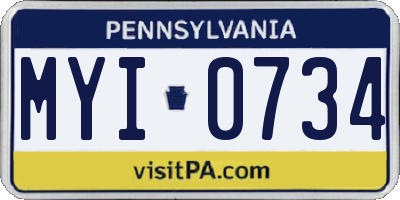 PA license plate MYI0734