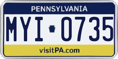 PA license plate MYI0735