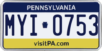 PA license plate MYI0753