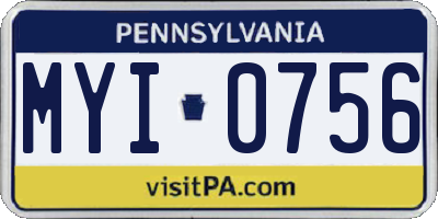 PA license plate MYI0756