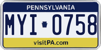 PA license plate MYI0758