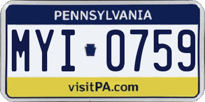 PA license plate MYI0759
