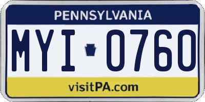PA license plate MYI0760