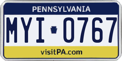 PA license plate MYI0767