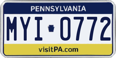 PA license plate MYI0772