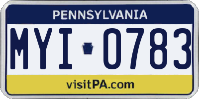 PA license plate MYI0783