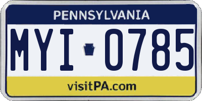 PA license plate MYI0785