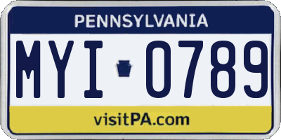 PA license plate MYI0789