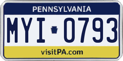 PA license plate MYI0793