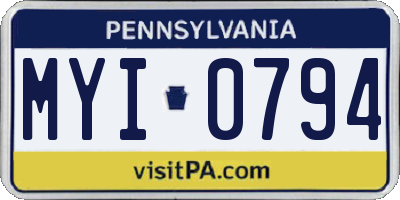 PA license plate MYI0794