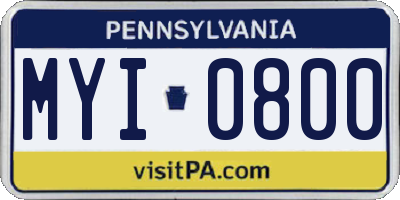 PA license plate MYI0800