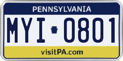 PA license plate MYI0801