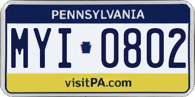 PA license plate MYI0802