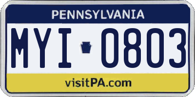 PA license plate MYI0803