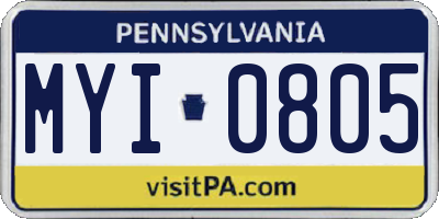 PA license plate MYI0805
