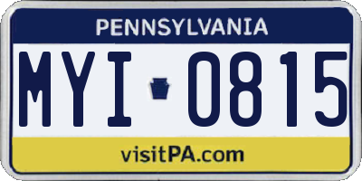 PA license plate MYI0815