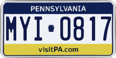 PA license plate MYI0817