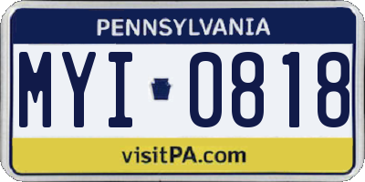 PA license plate MYI0818
