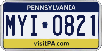 PA license plate MYI0821