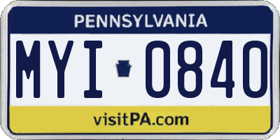 PA license plate MYI0840