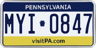 PA license plate MYI0847