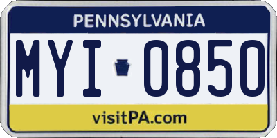 PA license plate MYI0850