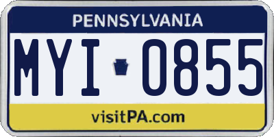PA license plate MYI0855