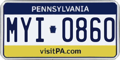 PA license plate MYI0860